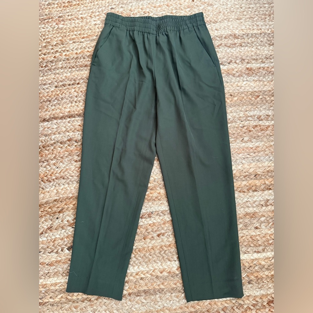 Everlane Size 4 Olive Green Tapered Leg 100% Wool Trouser Pants